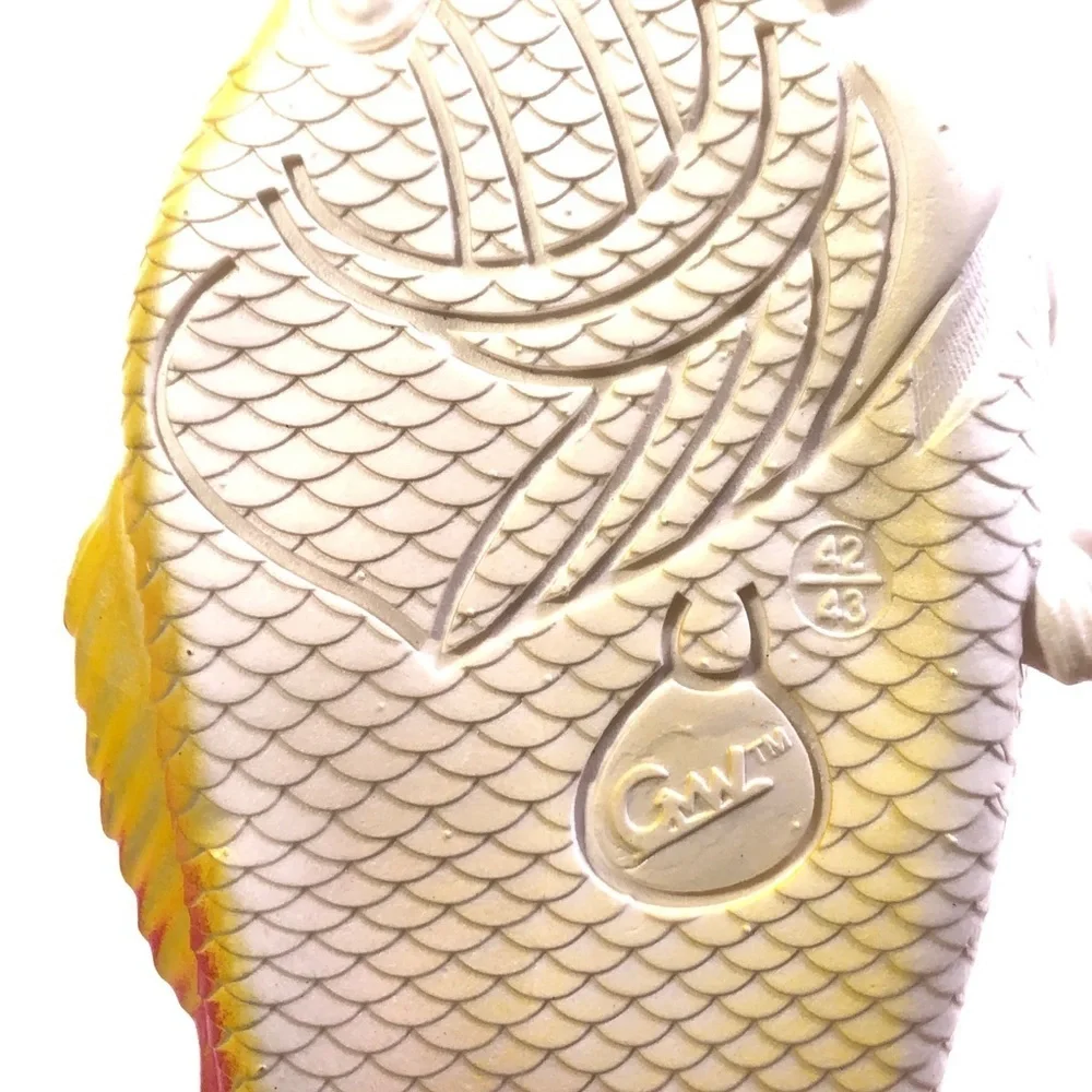 Yellow Res Bass Realistic Fish Shaped Unisex Summer Beach Sandals Shoes 42/43